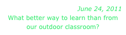 June 24, 2011
What better way to learn than from our outdoor classroom? 